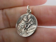 Vintage Silver Filled Saint Anthony Religious Medal Pendant Charm 3.7g 17mm Diam