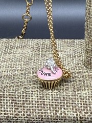 Vintage Juicy Couture Cupcake Enamel Crystal 19” Necklace New
