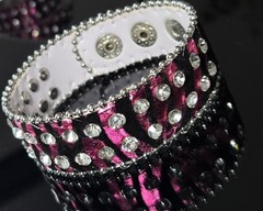 Zebra Print Rhinestone Wrap Bracelets Snap Leather Crystal Cuff Bracelet 12 pcs