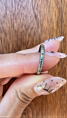 Art Deco 18K White Gold Hand Engraved Floral Wedding Band | Milgrain Stacker