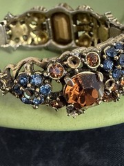 Hollycraft rhinestone bracelet Clamper Bangle Hinged 1950s Unique