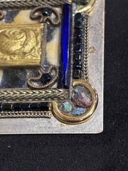 ❗️VINTAGE STUNNING HANDMADE Ayala Bar Mosaic Blue Turquoise Silver Brooch SIGNED