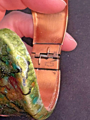 Vintage Matisse Renoir Green Enamel Copper Hinged Bracelet ~ FREE Shipping