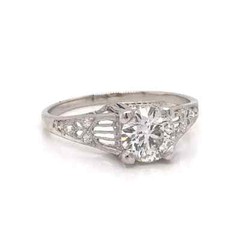 2Ct Lab Created Diamond Vintage Art Deco Style Engagement 14K White Gold FN Ring