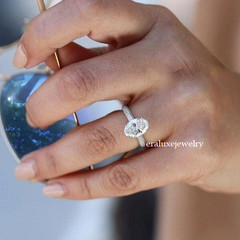 3.00Ct Oval Cut Moissanite Solitaire Assents Wedding 14K White Gold Finish Ring
