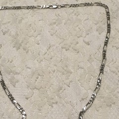 Vintage Sterling Silver Figaro Chain Necklace Italy 925 29″ layering statement
