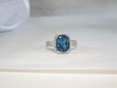 Vintage Sterling Silver 925 Natural Heated London Blue Topaz Ring Size 7