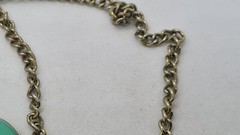 Vintage Diva Caribbean Green Enamel Filled Bib Choker Necklace signed 39+8cm