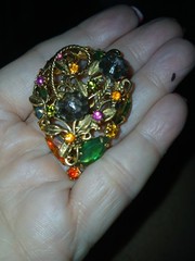 2x Vintage Rhinestone Brooches And Earrings Sets Gold Setting Beautiful
