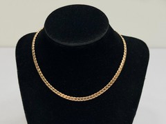 Icing vintage necklace gold tone herringbone choker adjustable chain 15 inch