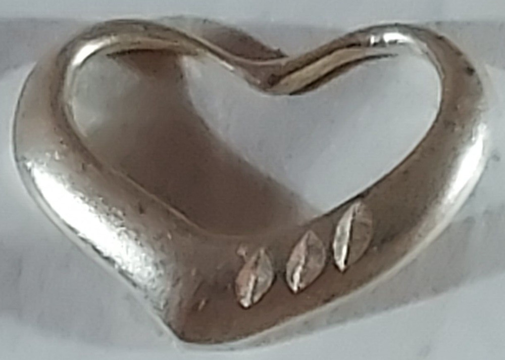 Vintage Sterling Silver OPEN HEART PENDANT #4, 3/4″ long, 1.03g