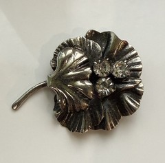Vintage Soviet gilded brooch pin White
