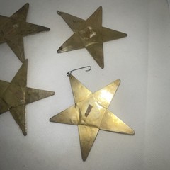 Nepal Gold Brass Tone Star Coral Turquoise Handmade Amulet Pendent, Ornament 4″