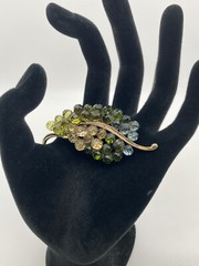 Lauren Conrad Brooch Glass Beads Leaf Multi-Color 2.5”