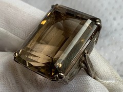 Vtg Large Sterling Silver Ring 16.18g Jewelry Size 6.5 Smoky Quartz Look *READ*