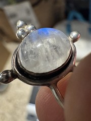 Vintage 925 Sterling Silver Rainbow Moonstone Jewelry Lot Bracelet Ring Earrings