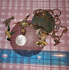 Lot Of 4 Hummingbirds 3 Necklaces And 1 Pin Or Brooch Gold And Silver Tone