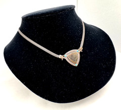 Vintage 925 Silver And Gold Necklace With Turquoise Delicate And Special.