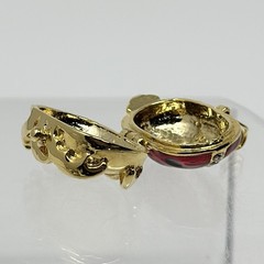 Vintage Ladybug Rhinestone Enamel Trinket Box Pendant Gold Tone 1.35”