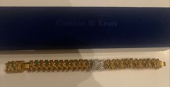 Camrose & Kross Jackie Kennedy Emerald And Crystal Thick Gold Bracelet JBK