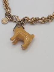 Vintage Bracelet Erwin Pearl Enamel Bulldog Pug Charm Dog Classic Luxury 90s
