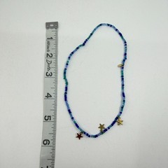 Blue Beaded Celestial Star Charm Necklace Boho Festival Layering Statement Gift