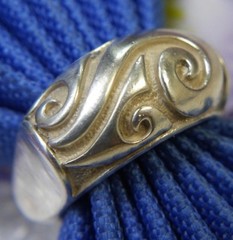 Vintage Swirl Bar Top 0.925 Sterling Silver Comfort sides Band Ring size 8