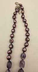 Coldwater Creek Amethyst and Lavender freshwater pearl necklace 20″ long.