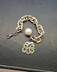 Sorority Gal Cotton Pearl Initial Bracelet Gold Tone Letter “A” 7.5-10″