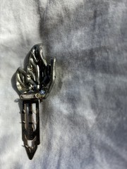 Vintage Silver Leaf Belt Clip/Brooch with Inset Green Round Gems