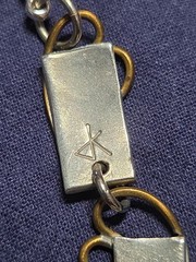 Artisan Signed Mixed Metal Hearts 6.5″ Bracelet Brass & Silver Tone Excellent