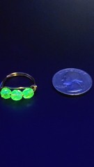 Uranium AB faceted green glass beads hand wired beautiful copper ring size 7