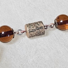 LOUIS ROUSSELET Necklace Amber Glass Beads & Brass 15″ Made In France Vintage