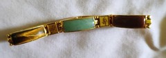 Unique, rare vintage stones bracelet for women with Chinese good luck messages