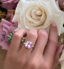 Vintage 14k Yellow Gold Engagement Ring 9.07ct. Natural Pink Tourmaline Cushion