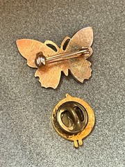 Lot of Yellow White Green & Blue Enamel Goldtone & Black Flying Butterfly in
