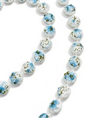 Vintage 1960’s Mid Century Blue Aqua & White Plastic Floral Beaded Necklace