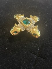VTG Jackie Collins Maltese Cross Panther Brooch Signed