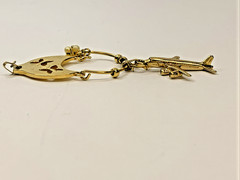 Vintage MONET Charm Holder Gold Tone Pendant w/ Air Plane Charm Retro 70’s 80’s