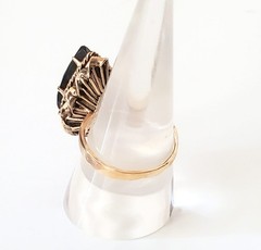 Retro 14K Gold 30s-40s Vintage Smoky Quartz Topaz 10 Ct Pear Huge Cocktail Ring