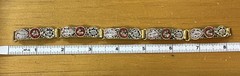 Vintage Italian Micro Mosaic 5 Panel Link Bracelet Goldtone Floral Rose
