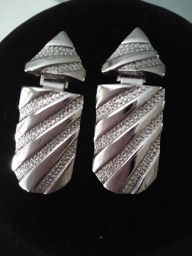 Vintage Silver Toned Clip On Earrings