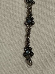 Vintage Silver Plate? and Faceted Blue Rhinestone 8.5” Bracelet