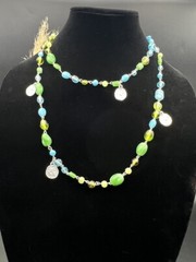Multicolor Art Glass Lucite Bead 44” Long Flapper Necklace