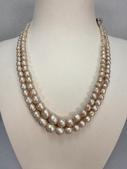 Miriam Haskell Double Strand Baroque Faux Pearl Necklace Vintage Signed