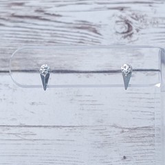 Silver Tone & Clear Gem Stud Earrings For Pierced Ears – Dainty