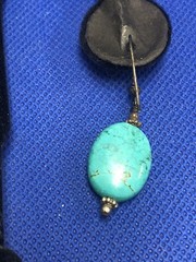 VTG STERLING SILVER NATURAL TURQUOISE FRENCH WIRE DANGLE EARRINGS
