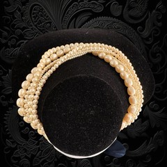 Vintage Carolee Six Strand Faux Pearl Necklace Box Clasp Signed 16” Excellent