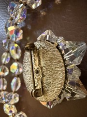 Vintage AB Coated Crystal Brooch Necklace Jewelry Set SPARKLY