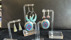 Lot Of 4 Pairs Southwestern-style Vintage Dangle Pierced Earrings Estate Jewelry